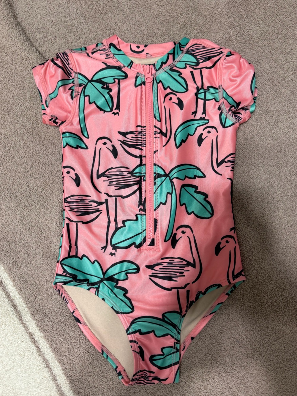 Tea Collection Pink and Teal Flamingo One-Piece Swimsuit